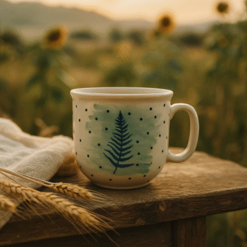 Ręcznie zdobiony kubek kamionkowy 300 ml